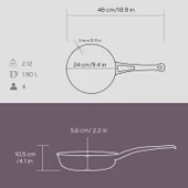 Lava Döküm Yuvarlak Kızartma Tavası Döküm Demir Yekpare Saplı Çap(Ø)24cm.  Mor thumbnail 5