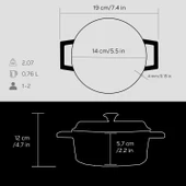 Lava Döküm Yuvarlak Tencere. Trendy Çap(Ø) 14cm.  Siyah - 4