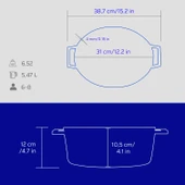 Lava Döküm Oval Tencere. Edition Serisi Ölçü 25x31cm.  Mavi thumbnail 5