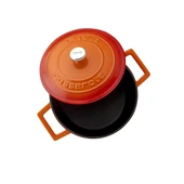 Lava Döküm Yuvarlak Tencere. Folk Çap(Ø)20cm.  Turuncu thumbnail 3