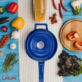 Lava Döküm Yuvarlak Sos Tenceresi. Döküm Demir Yekpare Saplı Trendy Serisi Çap(Ø16 cm.  Mavi thumbnail 7