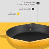 Lava Döküm Yuvarlak Kızartma Tavası Döküm Demir Yekpare Saplı Spring Serisi Çap(Ø)28cm.  Sarı thumbnail 6