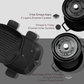 Lava Döküm 5X Trendy Serisi Döküm Demir Tencere Tava Çeyiz Seti  Siyah thumbnail 4