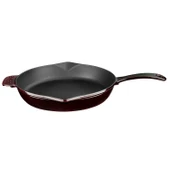 Lava Döküm Yuvarlak Kızartma Tavası Döküm Demir Yekpare Saplı Premium Serisi. Çap(Ø)28cm.  Mor - 1