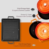 Lava Döküm 6X Trendy Serisi Döküm Demir Tencere Tava Çeyiz Seti  Turuncu thumbnail 7