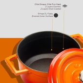 Lava Döküm Yuvarlak Tencere. Trendy Çap(Ø) 16cm.  Turuncu thumbnail 5