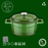 Lava Döküm Yuvarlak Tencere. Trendy Çap(Ø) 16cm.  Yeşil - 3