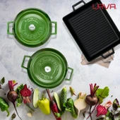 Lava Döküm 6X Trendy Serisi Döküm Demir Tencere Tava Çeyiz Seti  Yeşil thumbnail 8