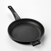 Lava Döküm Yuvarlak Kızartma Tavası Döküm Demir Yekpare Saplı  Çap(Ø)20cm.  Siyah - 2