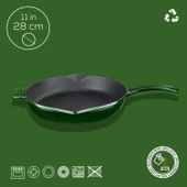 Lava Döküm Yuvarlak Kızartma Tavası Döküm Demir Yekpare Saplı Premium Serisi. Çap(Ø)28cm.  Yeşil - 4