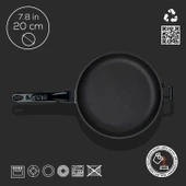 Lava Döküm Yuvarlak Kızartma Tavası Döküm Demir Yekpare Saplı  Çap(Ø)20cm.  Siyah - 4