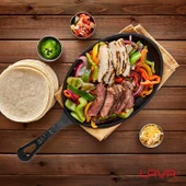 Lava Döküm Oval Fajita Tabağı Döküm Demir Yekpare Saplı Ölçü 17x23cm. thumbnail 5