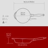 Lava Döküm Yuvarlak Kızartma Tavası Döküm Demir Sök - Tak Ahşap Sap Çap(Ø)24cm Kırmızı - 5
