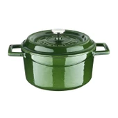 Lava Döküm Yuvarlak Tencere Döküm Demir Yekpare Kulplu Premium Serisi Çap(Ø)20cm.  Yeşil thumbnail 1