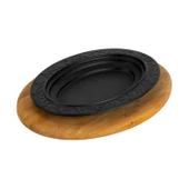 Lava Döküm Oval Döner, Kebap Tabağı Kayın Servis Ahşabı. Ölçü 32x23cm. - 2
