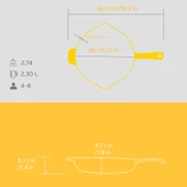 Lava Döküm Yuvarlak Kızartma Tavası Döküm Demir Yekpare Saplı Spring Serisi Çap(Ø)28cm.  Sarı thumbnail 5