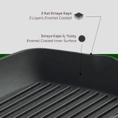 Lava Döküm Kare Izgara Tava Döküm Demir Yekpare Saplı Ölçü 26x26cm.  Yeşil thumbnail 5