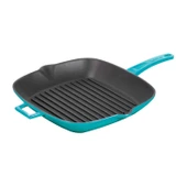 Lava Döküm Kare Izgara Tava Döküm Demir Yekpare Saplı Ölçü 26x26cm.  Turkuaz thumbnail 2