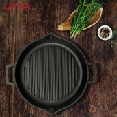 Lava Döküm Yuvarlak Izgara Tavası Döküm Demir Yekpare Çift Kulplu Konkav Taban 15mm. Çap(Ø)30cm. - 7