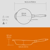 Lava Döküm Yuvarlak Kızartma Tavası Döküm Demir Sök - Tak Ahşap Sap Çap(Ø)24cm  Turuncu thumbnail 5