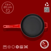 Lava Döküm Yuvarlak Kızartma Tavası Döküm Demir Yekpare Saplı  Çap(Ø)20cm.  Kırmızı thumbnail 4