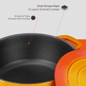 Lava Döküm Yuvarlak Tencere Döküm Demir Kapak Experience Serisi Çap(Ø)28cm  Turuncu thumbnail 5