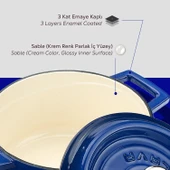 Lava Döküm Yuvarlak Sos Tenceresi Döküm Demir Yekpare Saplı Edition Serisi Çap(Ø16cm.  Mavi - 6