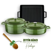 Lava Döküm 6X Trendy Serisi Döküm Demir Tencere Tava Çeyiz Seti  Yeşil thumbnail 1