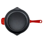 Lava Döküm Yuvarlak Izgara Tava Döküm Demir Yekpare Saplı Çap(Ø)28cm.  Kırmızı thumbnail 3