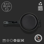 Lava Döküm Yuvarlak Kızartma Tavası Döküm Demir Yekpare Saplı Çap(Ø)16cm.  Siyah thumbnail 4