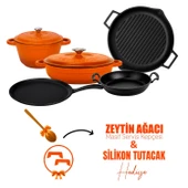 Lava Döküm 5x Trendy Serisi 8 Parça Tencere & Tava Seti  Turuncu thumbnail 1