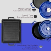 Lava Döküm 6X Trendy Serisi Döküm Demir Tencere Tava Çeyiz Seti  Mavi thumbnail 7