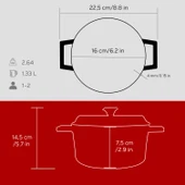 Lava Döküm Yuvarlak Tencere. Trendy Çap(Ø) 16cm.  Kırmızı thumbnail 4