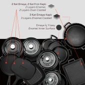 Lava Döküm 12x Trendy Serisi 17 Parça Tencere & Tava Seti  Siyah thumbnail 8