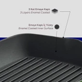 Lava Döküm Kare Izgara Tava Döküm Demir Yekpare Saplı Ölçü 26x26cm.  Mavi thumbnail 6