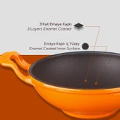 Lava Döküm Mini Wok Yekpare Kulplu Çap(Ø)16cm.  Turuncu - 5