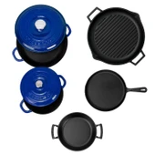 Lava Döküm 5x Trendy Serisi 8 Parça Tencere & Tava Seti  Mavi thumbnail 4
