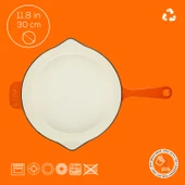 Lava Döküm Yuvarlak Kızartma Tavası Döküm Demir Yekpare Saplı Edition Serisi Çap(Ø)30cm.  Turuncu - 4