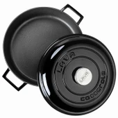 Lava Döküm Çok Amaçlı Yayvan Tencere. Kubbe Form Kapaklı Folk Serisi Çap(Ø)28cm.  Siyah thumbnail 3