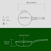 Lava Döküm Yuvarlak Kızartma Tavası Döküm Demir Yekpare Saplı Çap(Ø)24cm.  Yeşil thumbnail 5