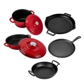 Lava Döküm 5x Trendy Serisi 8 Parça Tencere & Tava Seti  Kırmızı thumbnail 3
