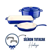 Lava Döküm 3X Edition Serisi Özel Koleksiyon Döküm Demir Tencere & Tava Seti  Mavi thumbnail 1