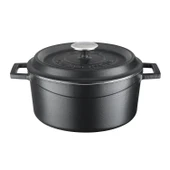 Lava Döküm Yuvarlak Tencere Döküm Demir Yekpare Kulplu Edition Serisi Çap(Ø)24cm.  Siyah thumbnail 1