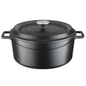 Lava Döküm Yuvarlak Tencere Döküm Demir Yekpare Kulplu Edition Serisi Çap(Ø)28cm.  Siyah thumbnail 1