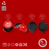 Lava Döküm 5X Trendy Serisi Döküm Demir Tencere Tava Çeyiz Seti  Kırmızı thumbnail 2