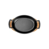 Lava Döküm Oval Sahan Döküm Demir Yekpare Çift Kulplu Kayın Servis Ahşabı Ölçü 19x14cm.  Kırmızı - 2