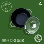 Lava Döküm Yuvarlak Tencere Döküm Demir Kapak New Heritage Serisi Çap(Ø)26cm.  Yeşil thumbnail 4