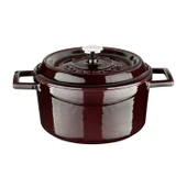 Lava Döküm Yuvarlak Tencere Döküm Demir Yekpare Kulplu Premium Serisi Çap(Ø)20cm.  Mor thumbnail 1