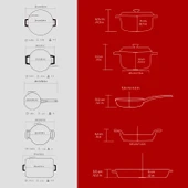 Lava Döküm 5x Trendy Serisi 8 Parça Tencere & Tava Seti  Kırmızı thumbnail 4