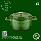 Lava Döküm Yuvarlak Tencere. Trendy Çap(Ø) 18cm.  Yeşil thumbnail 3
